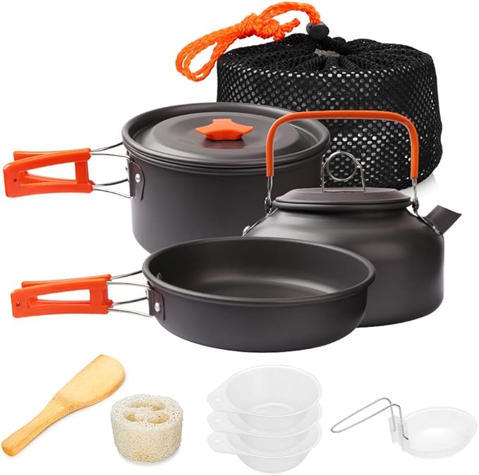 Gutsdoor Camping Cookware Set Camping Gear Campfire Utensils Non-Stick Cooking Equipment