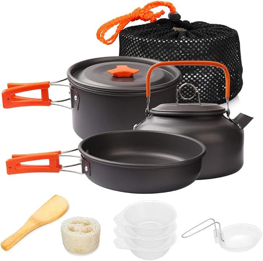 Gutsdoor Camping Cookware Set Camping Gear Campfire Utensils Non-Stick Cooking Equipment