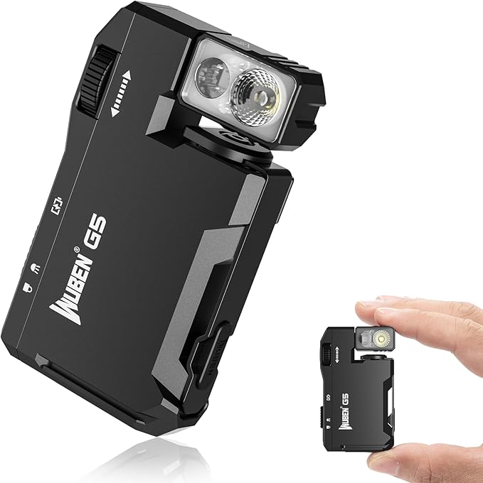 WUBEN G5 Rechargeable EDC Flashlight, 400 Lumens Dual Light Sources Mini Flashlight with RGB Light