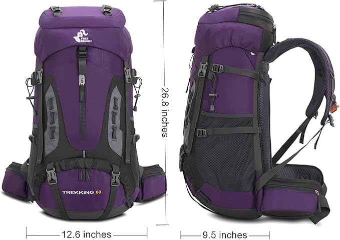 Bseash 60L Hiking Camping Backpack with Rain Cover, Waterproof Large Capacity Outdoor Sport Travel