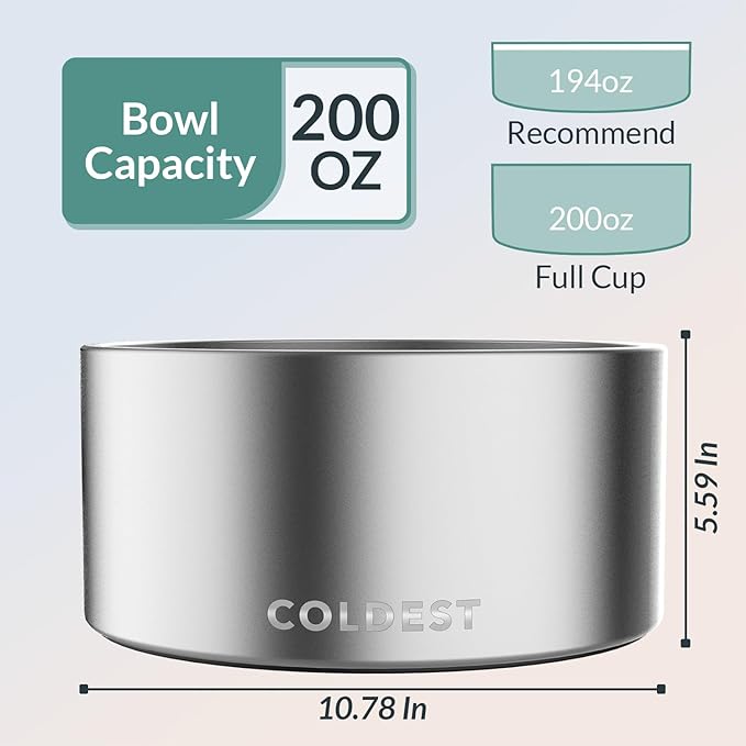 Coldest Dog Bowl - Anti Rust Metal, Non Slip, 3 Layers Insulated Stainless Steel Dog Bowls - Spill