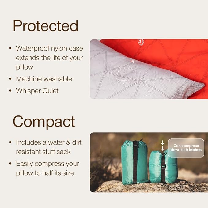 Coop Home Goods Original Adjustable Travel Pillow and Waterproof Pillow Protector Red Bundle with