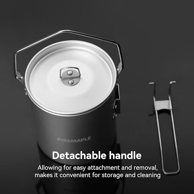 Fire Maple Frost 0.9L Camping Pot Aluminum with Detachable Handle, Backpack Bushcraft Gear