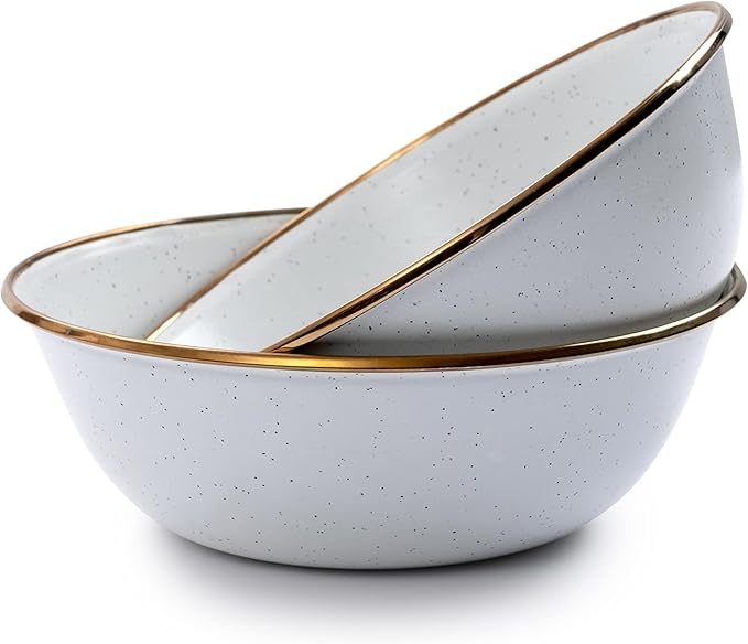 Barebones Enamel Bowl Set - Dish Set of 2 Bowls - Enamelware Set for Camping and Everyday Use