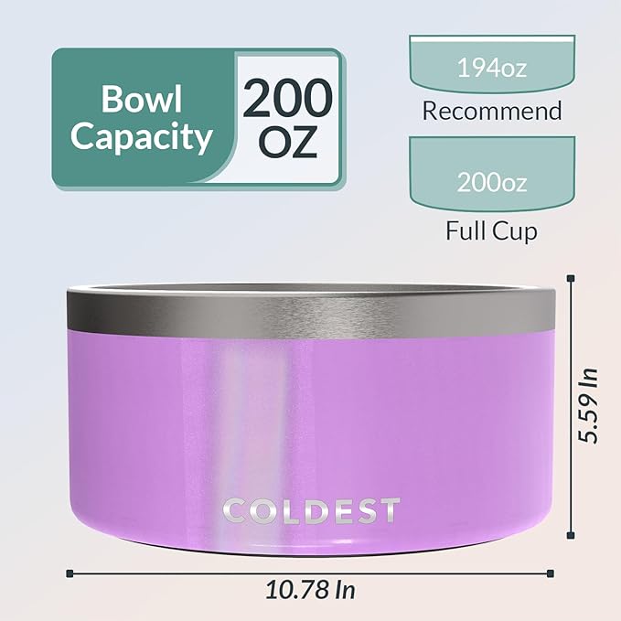 Coldest Dog Bowl - Anti Rust Metal, Non Slip, 3 Layers Insulated Stainless Steel Dog Bowls - Spill