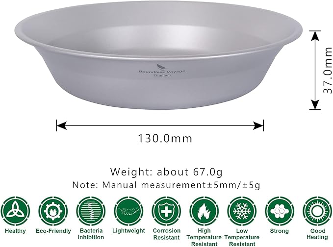 iBasingo Titanium Camping Bowl 174mm Deep Ultralight Backcountry Dining Bowl for Backpackers | 67g