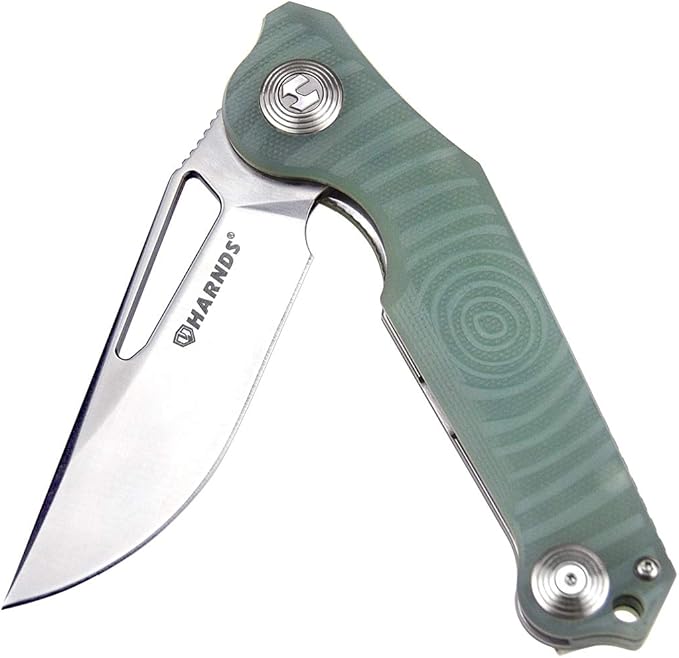 Harnds Time Folding Knife with Sandvik 14C28N Steel Blade Pocket Knife with G10 Handle Camping