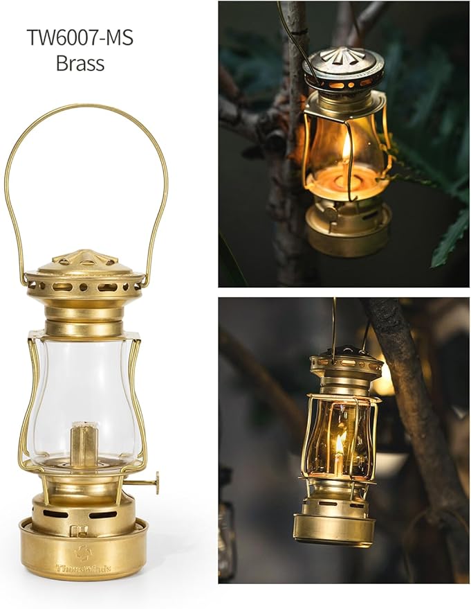 Fuel Lantern, Outdoor Kerosene Fuel Lamp, Weather Resistant, for Camping Hiking Patio Picnic, Brass