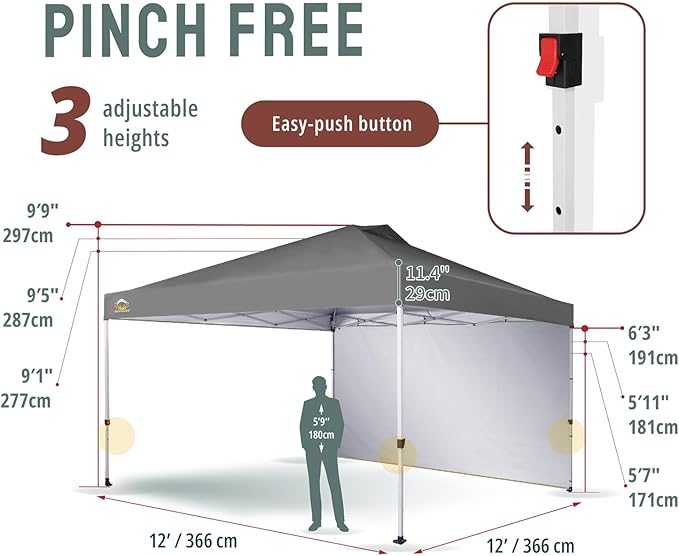 CROWN SHADES 12x12 Pop Up Canopy Tent Instant Commercial with 150D Silver Coated Fabric Including 1