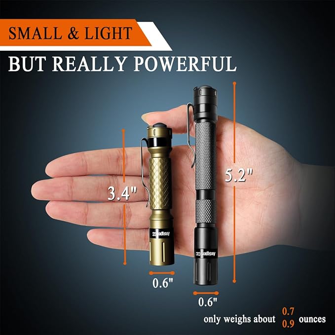 3 Modes Small Flashlights LED Powerful High Lumens Tactical Pen Light with Clip, Slim Portable