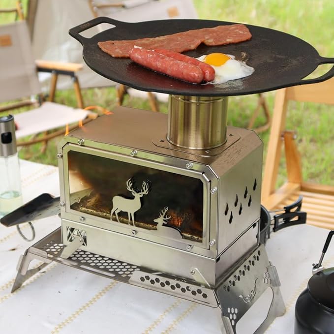 Portable Outdoor Camping Stove Stainless Steel Stove for Outdoor Cooking Heating & Fishing BBQ