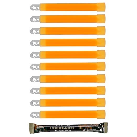 Cyalume ChemLight Light Stick, Military Grade, 5 Minutes Duration, 6 Inches, 10 Pack