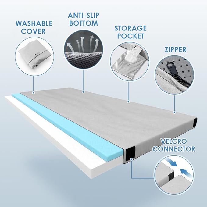 KingChii CertiPUR-US Memory Foam Camping Mattress, Portable Roll Up Travel Car Camping Mattress