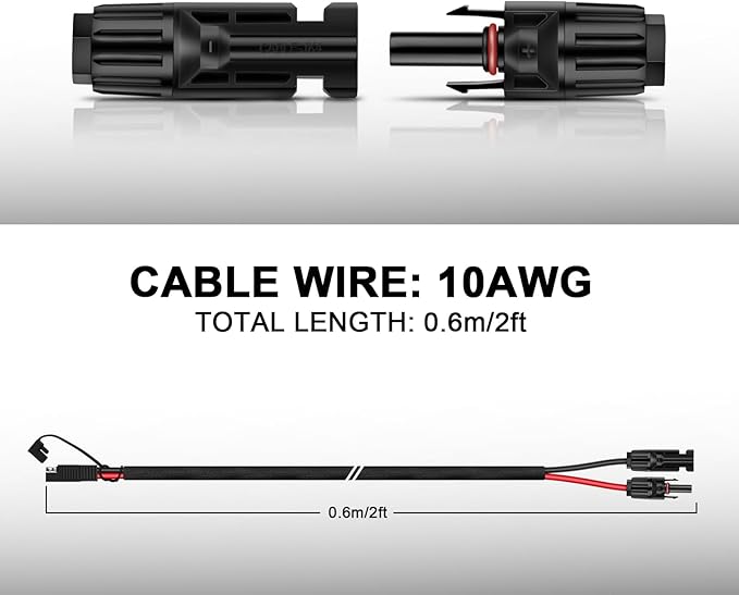 iGreely Solar Panel Connector Cable, 10AWG SAE to Male & Female Adapter PV Extension Cable Wire for