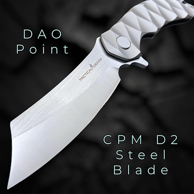 TACTICAL GEARZ Custom Titanium Pocket Folding Knife, Solid Tc4 Titanium Handle, CPM-D2 Steel DAO