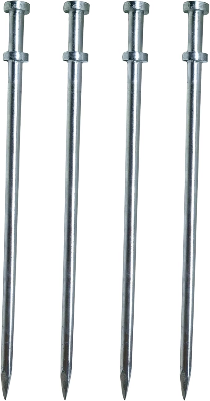 Double Head Tent Stakes - Heavy Duty 1045 Steel Heat-Treated Ground Spikes, Forged Geometric Sharp