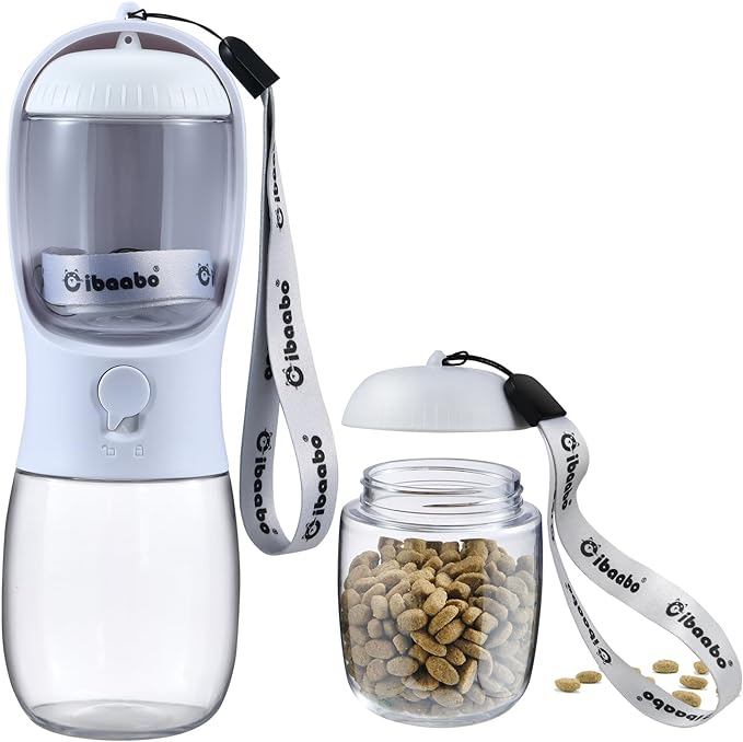 Dog Water Bottle with Food Container, Travel Puppy Water Bowl, Portable Pet Dispenser, Dog Stuff