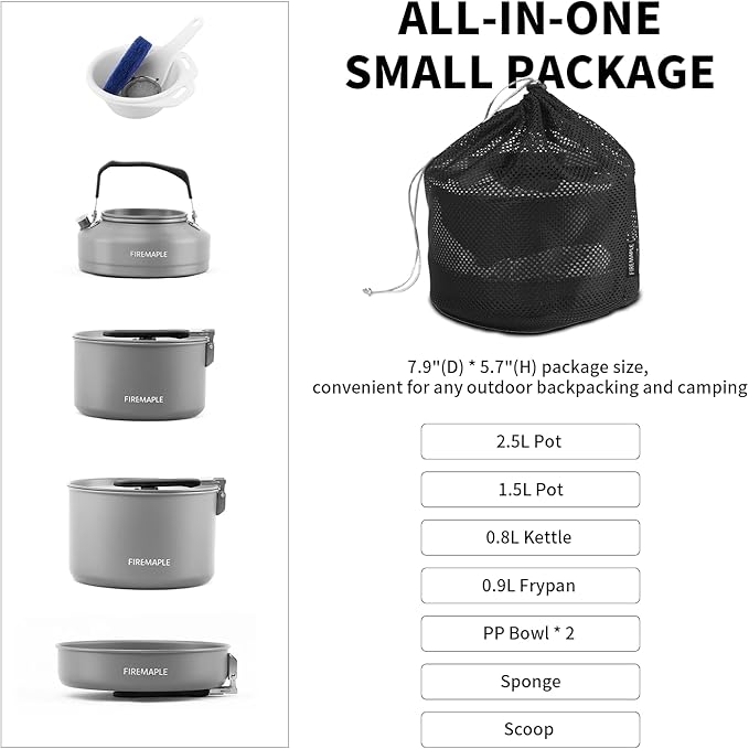 Fire-Maple Feast 4 Piece Camping Cookware Cookware Cookware Kit Outdoor Cookware Set with Pots