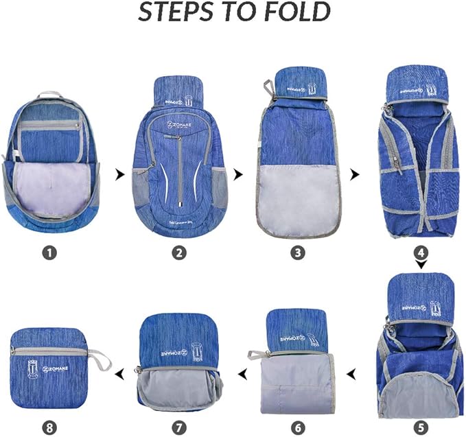 ZOMAKE 25L Ultra Lightweight Packable Backpack, Foldable Hiking Backpacks Water Resistant Small