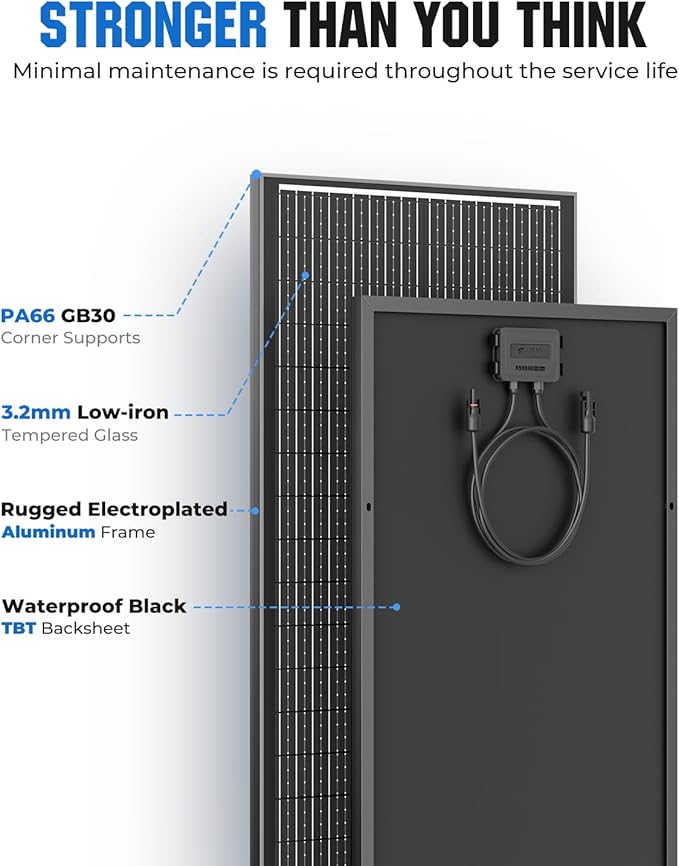 18BB N-Type 1000 Watt Solar Panel, 12V 10PCS 100W Solar Panels, 25% High-Efficiency
