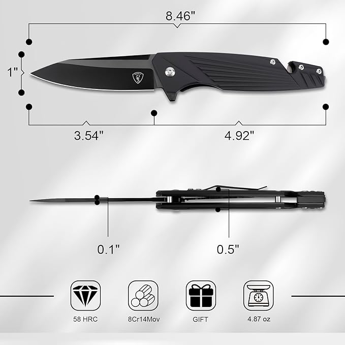 AUBEY Pocket Knife, 8Cr14Mov Steel Blade 3.54", 3-in-1 Folding Knife for Men, Tactical Multitool