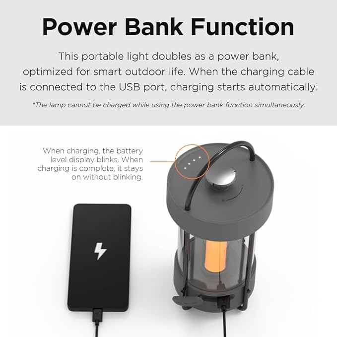 CLAYMORE Selene Lamp (Dark Gray) - Aesthetic Portable Outdoor Lamp, 4 Mood Lights, 6,700mAh