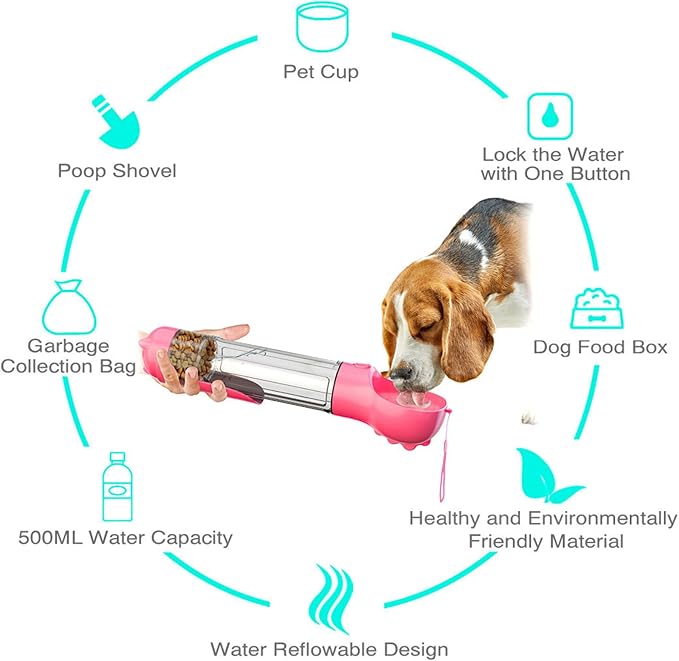 DoqiPaw Dog Travel Water Bottle Leak Proof No Spill Lead Leash Waterer Feeder Accessory Alternative