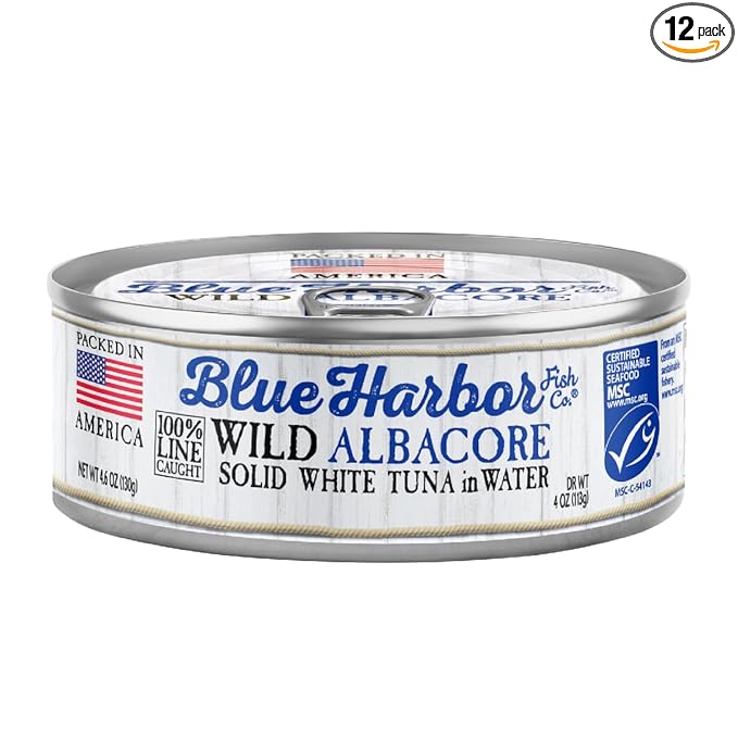 Blue Harbor Fish Co. Wild Albacore Solid White Tuna in Water with Sea Salt - 4.6 oz Can (Pack of 12)