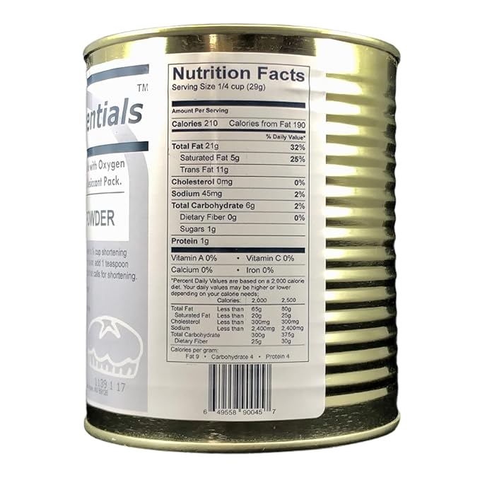 Future Essentials Canned Shortening Powder for baking and cooking | Long Term Storage Shelf Stable
