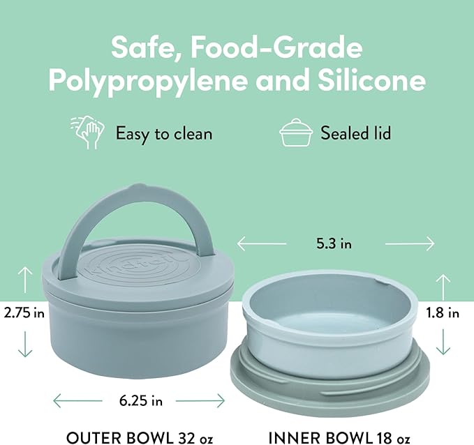 KindTail Dog Travel Bowls - Set of 2 Portable Pet Food & Water Dishes with Lid & Handle - Each
