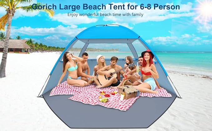 Gorich Beach Tent Sun Shelter for 3/4-5/6-7/8-10 Person with UPF 50ï¼?UV Protection, Lightweight &
