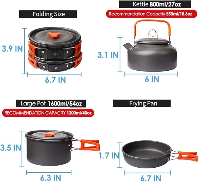 Gutsdoor Camping Cookware Set Camping Gear Campfire Utensils Non-Stick Cooking Equipment