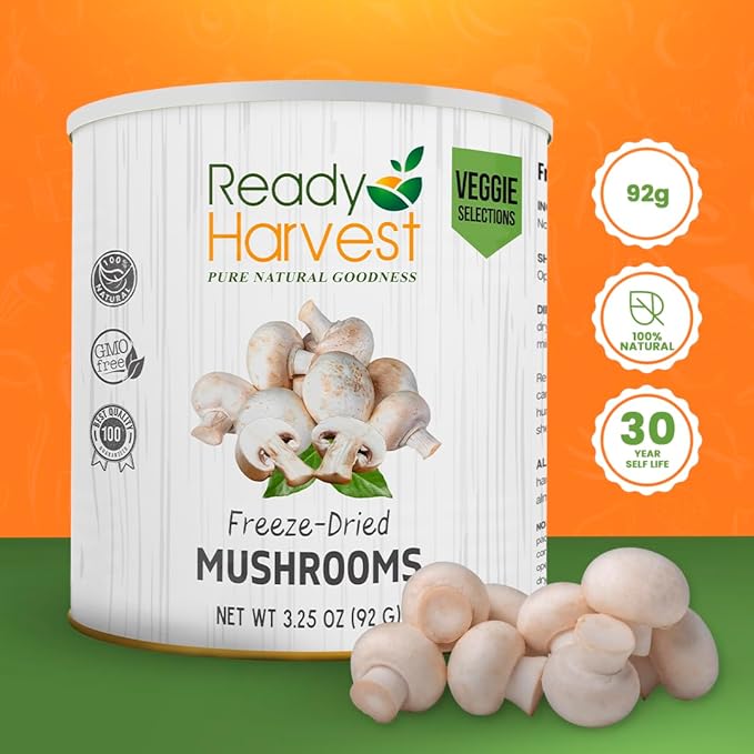 Ready Harvest Freeze-Dried Mushroom for Emergency Food Supply | Camper Must-Haves Camping