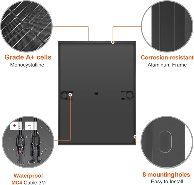 DOKIO 800W (2×400W) Mono Solar Panels 12/24V, 3 m Leads per Panel for Garden/Yard - Home/Backyard