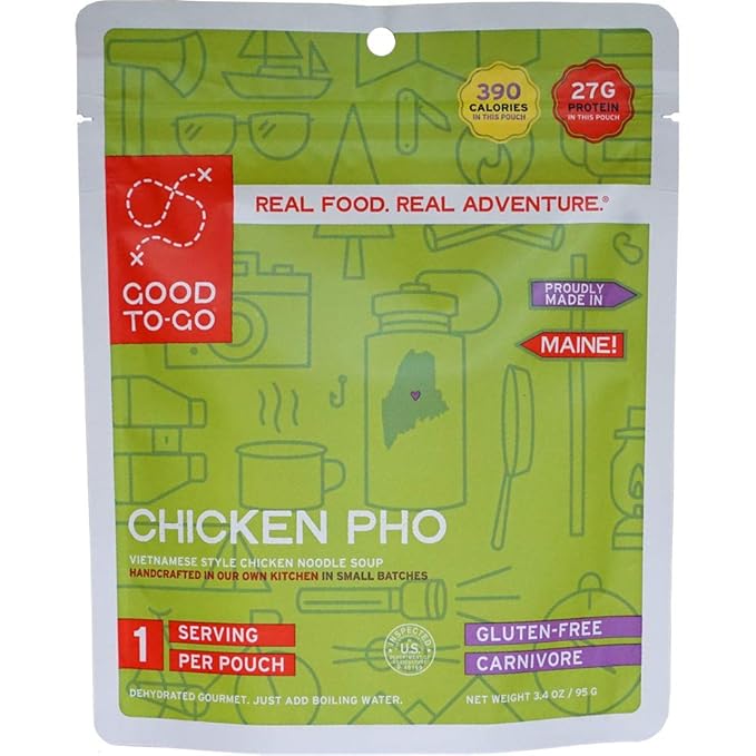 GOOD TO-GO Chicken Pho (Single Serving) | Camping & Backpacking Food | Just Add Water Backpacking