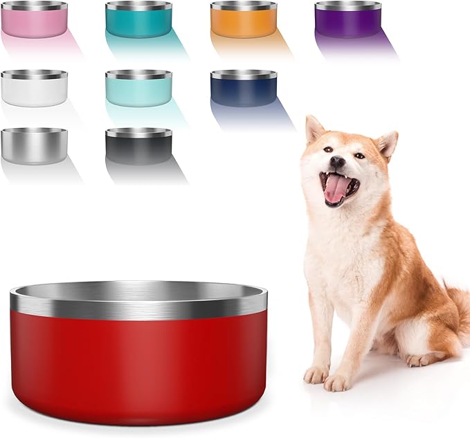 Dog Bowl, Stainless Steel Dog Food and Water Bowl with Non Slip Quiet Bottom, Easy to Clean