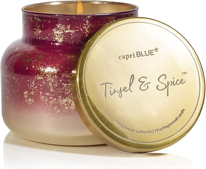 Capri Blue Glimmer Jar Candles - Luxury Holiday Scented Candles for Home - Long Lasting Soy Wax