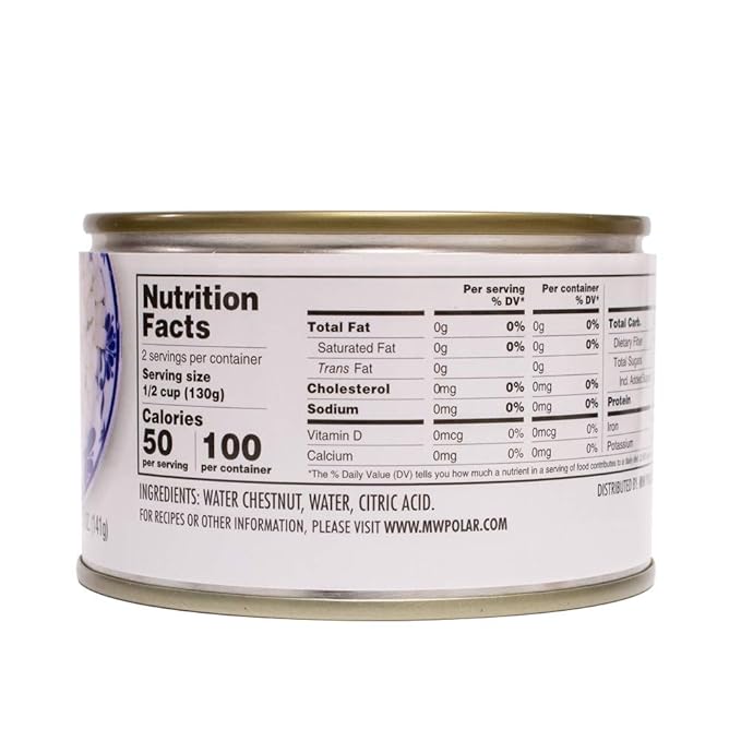 MW Polar Canned Vegetables Water Chestnuts, Diced, 8 Ounce, (Pack of 12