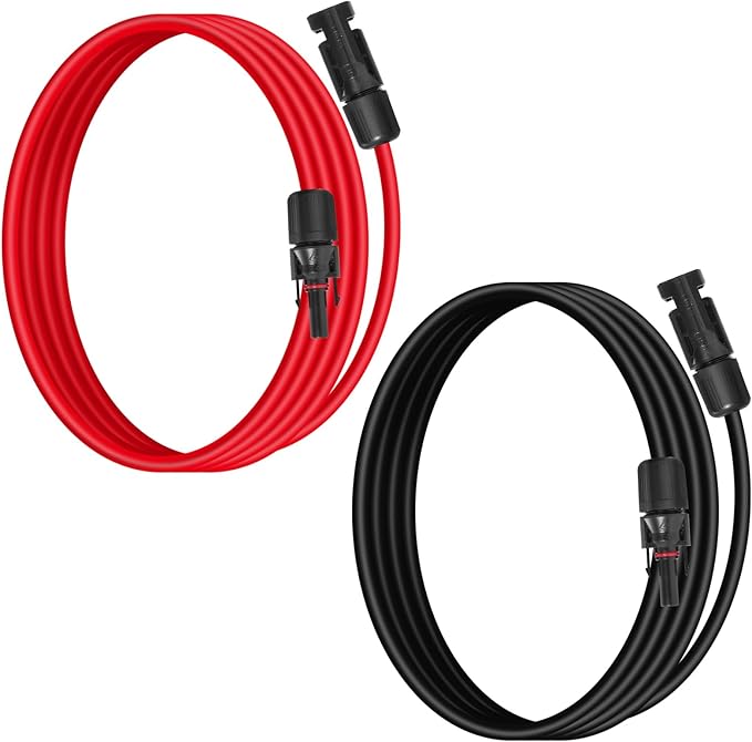 10AWG (6mm²) Solar Panel Extension Cable 3FT - Black & Red, Heavy Duty, Weather Resistant, Standard