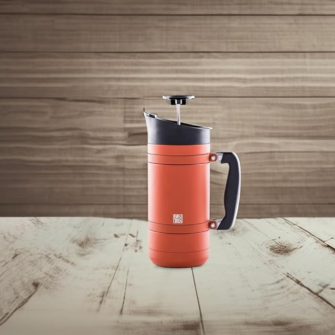 BruTrek BaseCamp Coffee Press - Double Wall Insulated Stainless Steel - Bru-Stop Technology, No