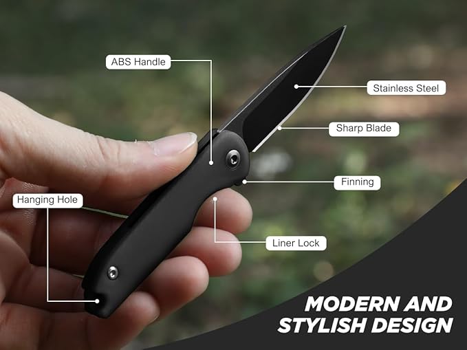 Small Pocket Knife, 4.96" EDC Mini Folding Knives 2" Drop Point Blade 5Cr13MoV Stainless Steel