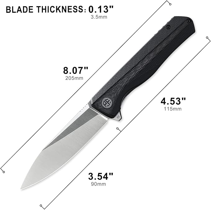 Petrified fish PF818,3.54" D2 Blade,104g G10 Handle Flipper Folding knife (Carbon fiber with G10