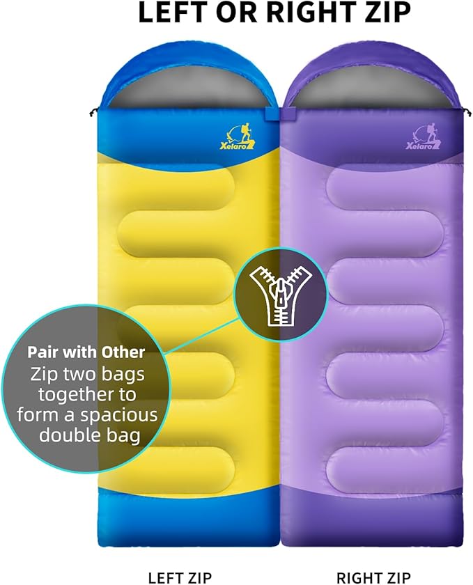 Sleeping Bags for Adults Kids - 3 Season Cold&Warm Weather Waterproof Camping Sleeping Bags