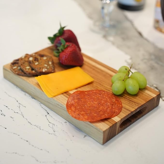 EcoDecors, Teak Cutting Board 10"x6", Reversible Compact Teak Wood Edge Grain Cutting Board with