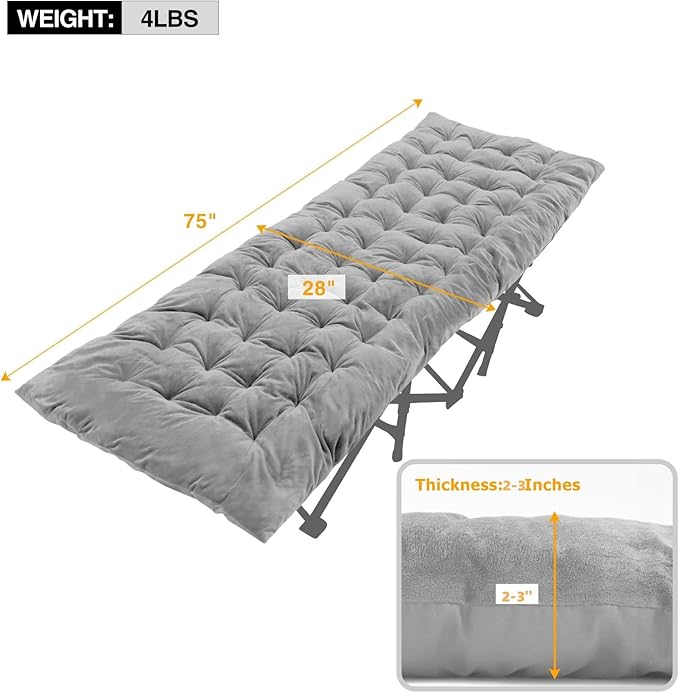 REDCAMP Folding Cot Pads for Sleeping Extra Thick, Soft Comfortable Velvet & Corduroy Cotton
