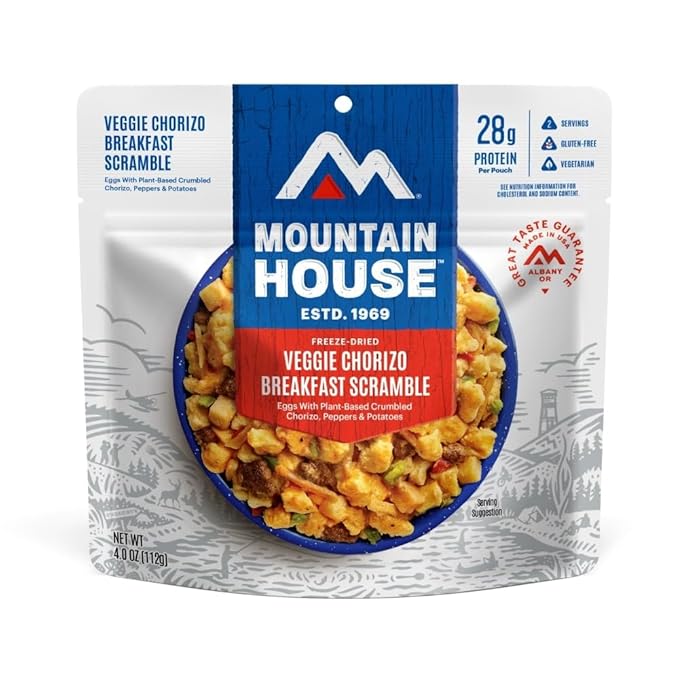 Mountain House Veggie Chorizo Breakfast Scramble | Freeze-Dried Backpacking & Camping Food | 6-Pack