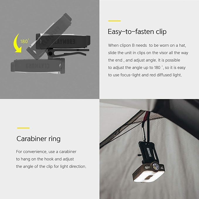 Claymore Capon 40B Tan Clip-On Cap Light ??USB-C Rechargeable 230LM LED Headlamp | 3 Light Modes
