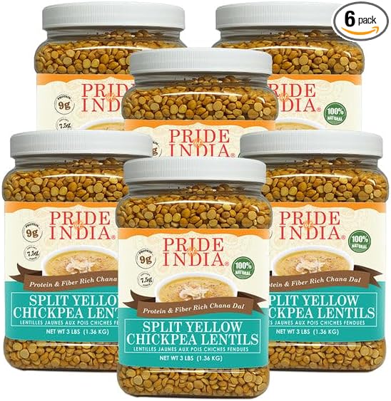Pride Of India - PACK of 6 - Indian Split Yellow Chickpea Lentils - Protein & Fiber Rich Chana Dal