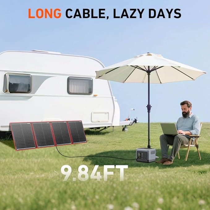 DOKIO 200W Portable Foldable Solar Panel Kit (20x27in, 9.7lb), with Separate Controller and Dual
