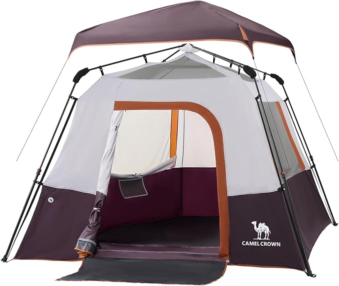 Camping Tents 4/6 Person Pop Up Instant Tent - Setup in 60s for Family Camping, Windproof Design
